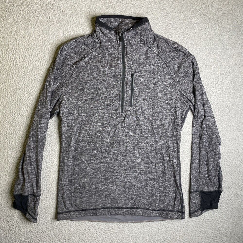Lululemon Surge Warmer Sweater Mens Medium 1/2 Zip Gray Long Sleeve Stretch Gym